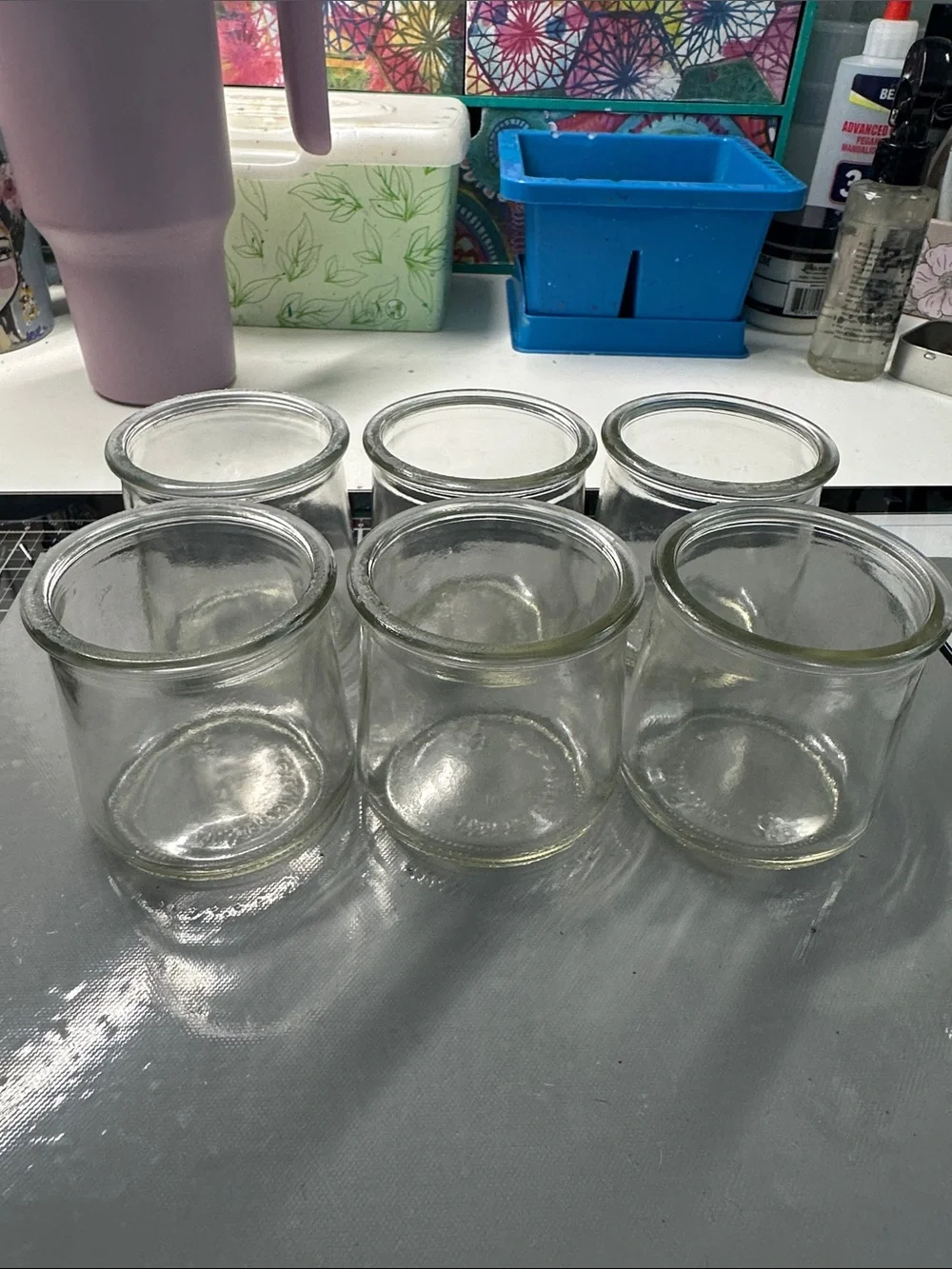 Oui yogurt glass jars, 6